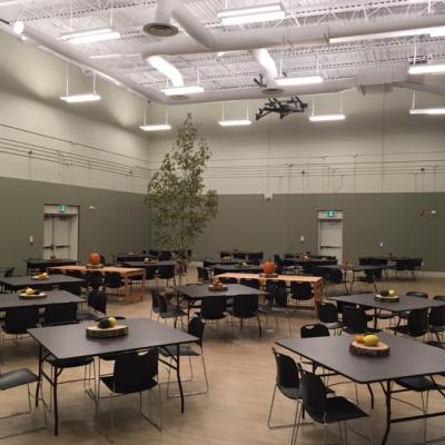 The Link Event Hall pictured with table setup for sit down event